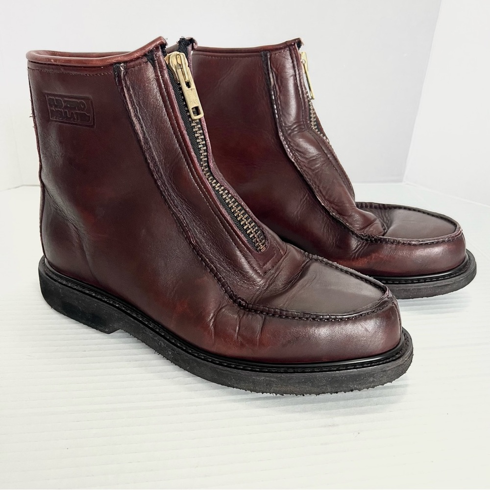Double H Brown Leather Stadium Front Zip Boots – SubZero Insulated, Men’s 8.5D